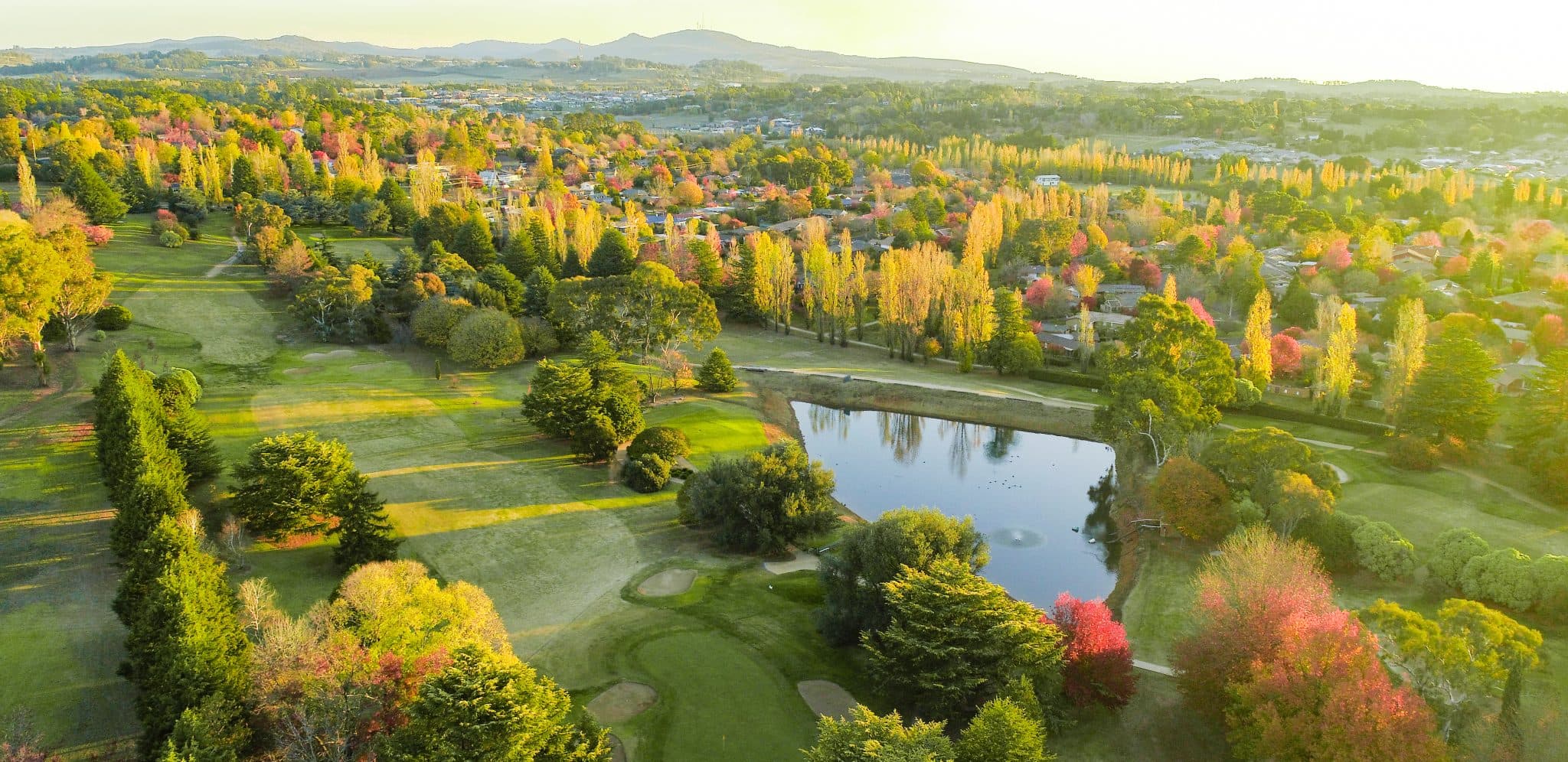 Aerial view of Duntryleague golf course in ORANGE, NSW